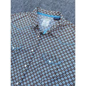 VTG Panhandle Rough Stock Shirt Men XL Geometric Multicolor Pearl Snap Western